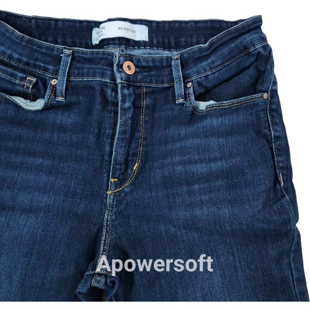 Levi Straus Mid Rise Slim Dark Blue Jeans - Picture 3 of 5